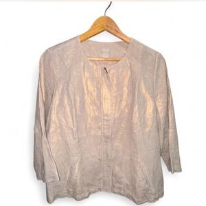 Chico’s Linen Foil Moto-Style Tailored Blazer Jacket – Size 1‎ (8–10)